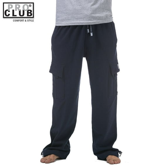 Pro Club Men's Heavyweight Fleece Cargo Sweatpants Navy Blue