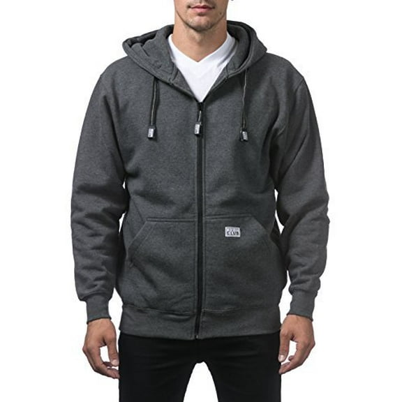 Pro Club Men's Heavyweight Full Zip Fleece Hoodie, Charcoal, Small