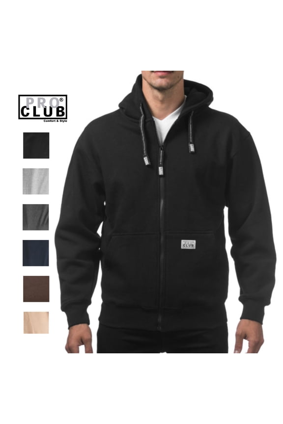 Men's Heavyweight Full Zip Fleece Hoodie, Black, 2X-Large