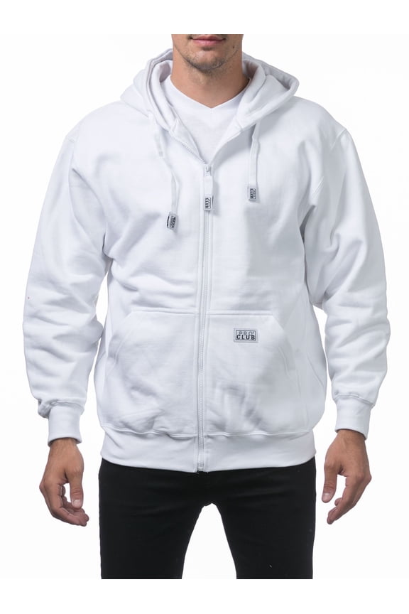 Men's Heavyweight Full Zip Fleece Hoodiet-WHT-XL