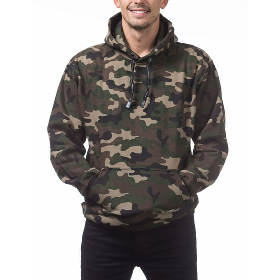 Pro Club Men's Heavyweight Pullover Hoodie, Green Camo, 7XL
