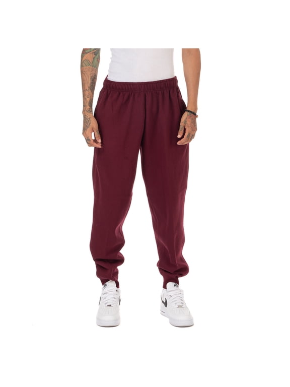 Men's Mediumweight Jogger Fleece Long Pants - Maroon - Medium