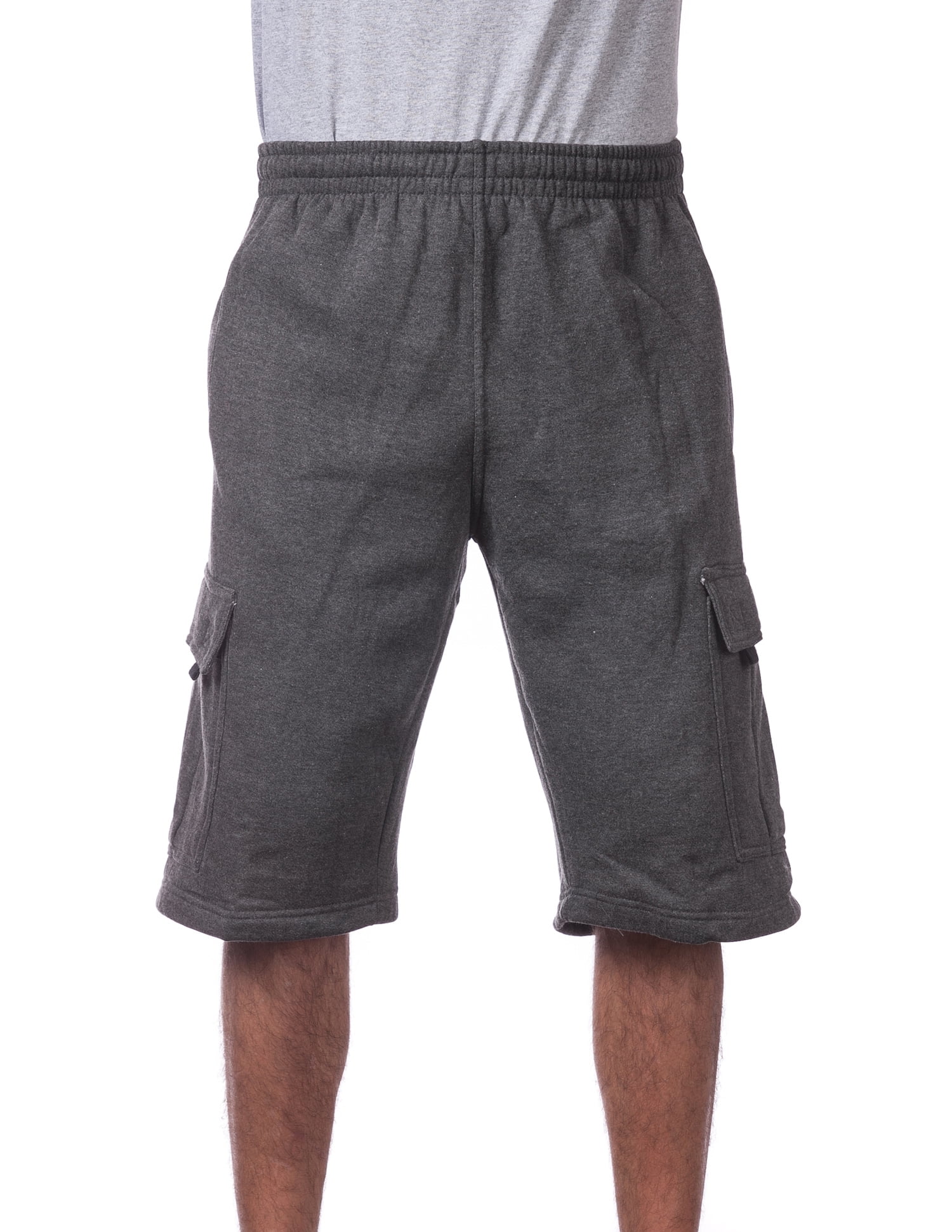 Pro Club Men's Six Pocket Fleece Cargo Shorts - Heather Gray