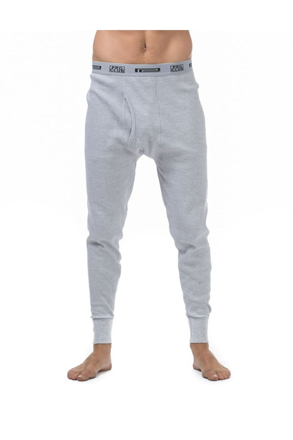 Men's Waffle Knit Thermal Long Pants Underwear - Gray - Small