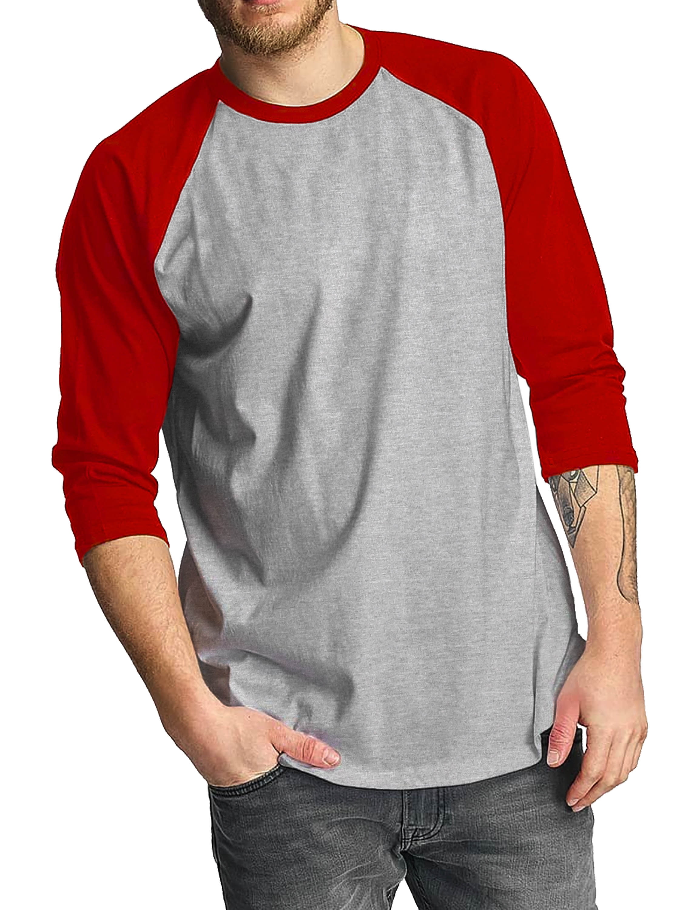 Pro Club Mens Baseball Raglan 3/4 Sleeve Casual Raglan Active Cotton