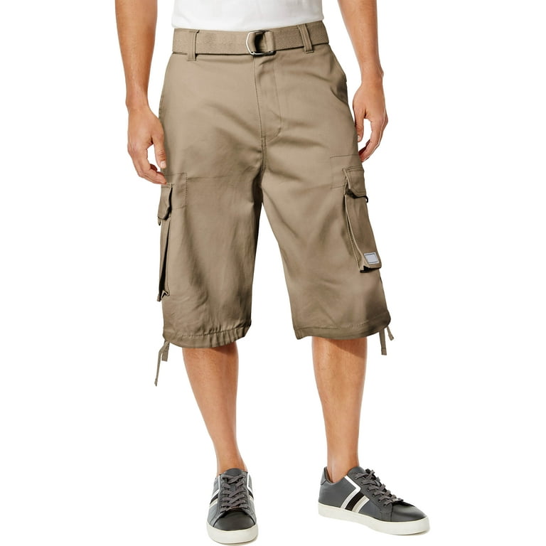【KOOLOSET】Twill Cotton Cargo Bermuda Pants Pro Club Mens Cotton Twill Cargo Short Pants with Belt 30