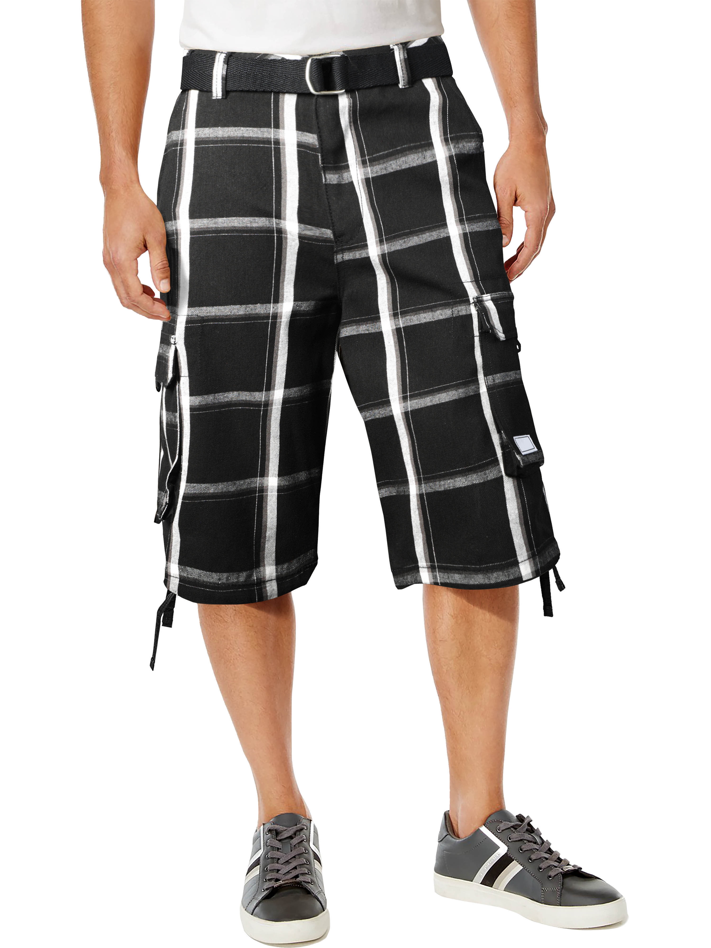 Pro Club Mens Cotton Twill Cargo Short Pants with Belt 30