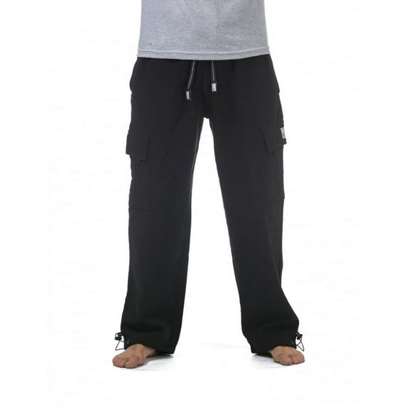 Pro Club Mens Heavyweight Cargo Sweatpants, Black, Medium