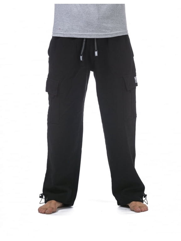 Mens Heavyweight Cargo Sweatpants, Black, Medium