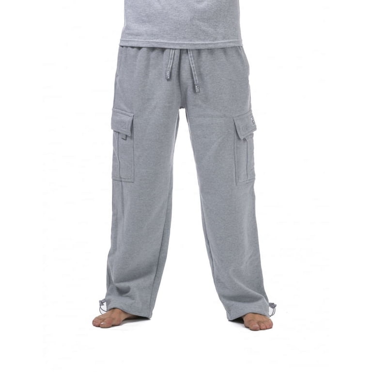 Pro Club Mens Heavyweight Cargo Sweatpants, Heather Grey, Medium 