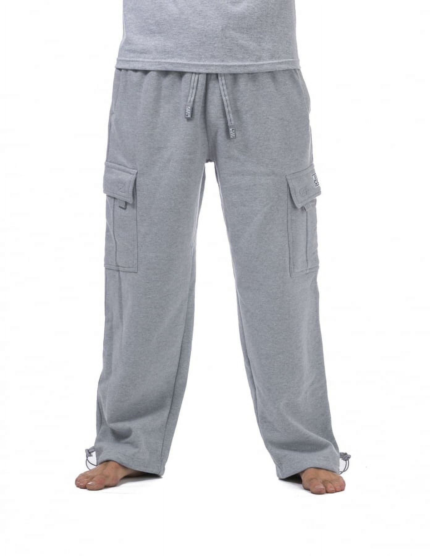 Pro Club Mens Heavyweight Cargo Sweatpants, Heather Grey, Small