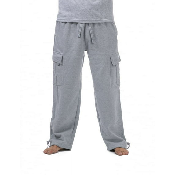Pro Club Mens Heavyweight Cargo Sweatpants, Heather Grey, Small
