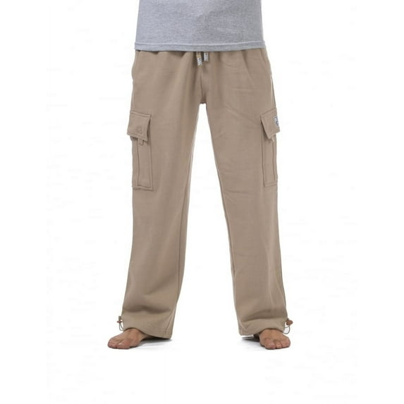 Pro Club Mens Heavyweight Cargo Sweatpants, Khaki, Large