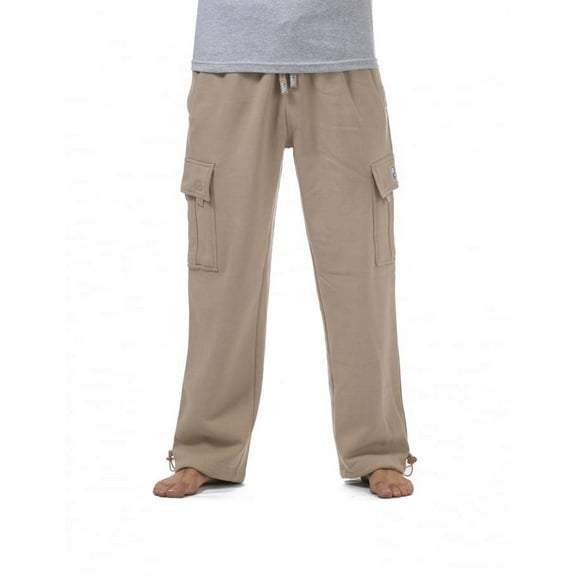 Pro Club Mens Heavyweight Cargo Sweatpants, Khaki, Small