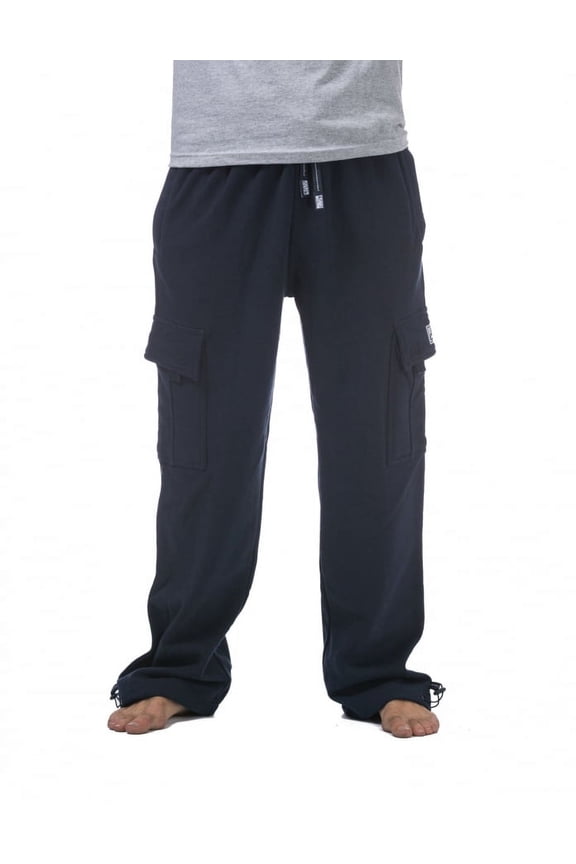 Mens Heavyweight Cargo Sweatpants, Navy, Medium