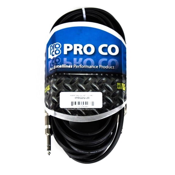 Pro Co Excellines IPBQ2Q-20 1/4" TRS Male to Dual 1/4" TS Male Insert Cable, 20-Foot