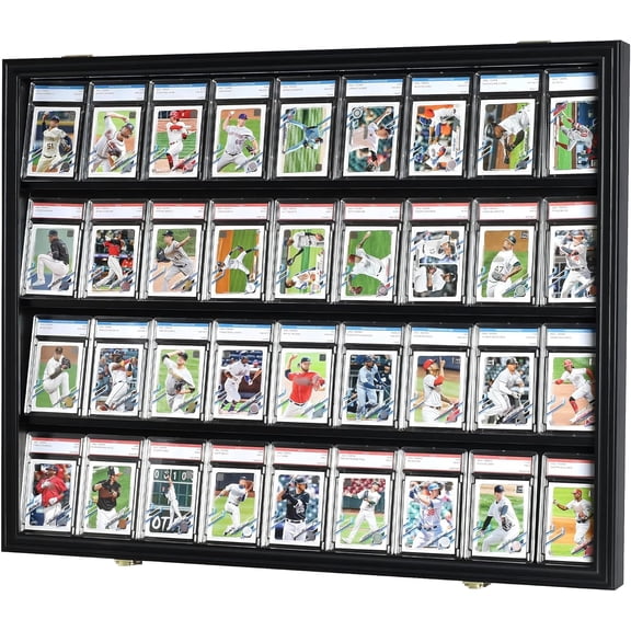 Pro-Collector's Graded Sports Card Display Case for Football Baseball Basketball Hockey Comic Trading Cards, 98% UV Protection High Transparancy Acrylic Door (Black Finish)