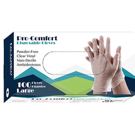 Pro Comfort Disposable Vinyl Gloves LARGE