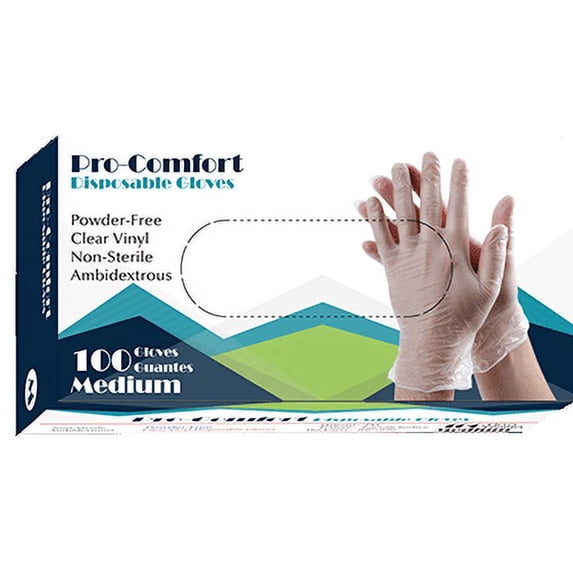 Pro Comfort Disposable Vinyl Gloves MEDIUM