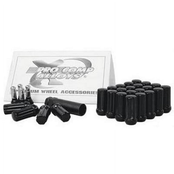 Pro Comp Wheels 11134B Lug Nut Kit 12 x 1.5 Spline 6 Lug Kit w/Valve Stem Black Lug Nut Kit