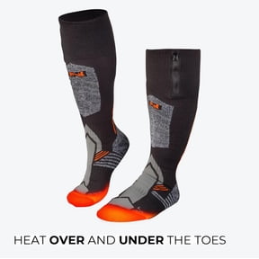 Mobile Warming Pro Compression Heated Socks for Men and Women, Two Heat Zones Above and Below the Toes, Arch Support, Over the Calf