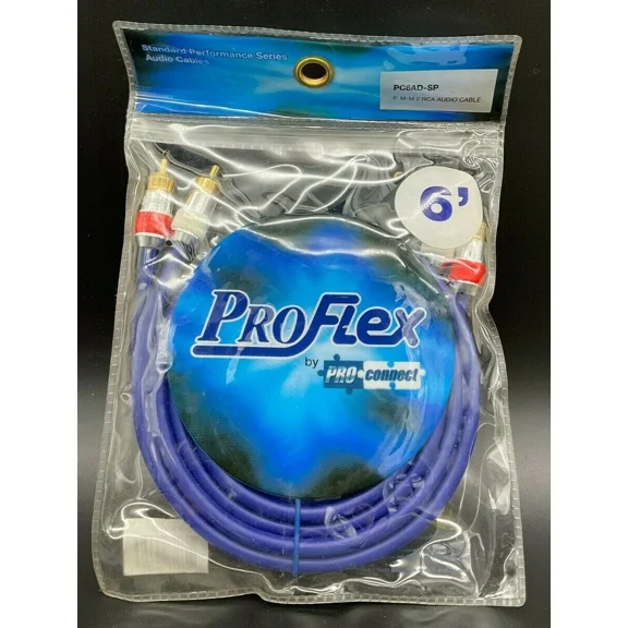 Pro Connect Pro Flex 6Ft M-M 2 Rca Audio Cable Pripc6Adsp *New*