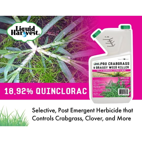 Pro Crabgrass & Grassy Weed Killer 32 Ounces - 18.92% Quinclorac | Concentrated Non-Ionic Surfactant 16 Ounces