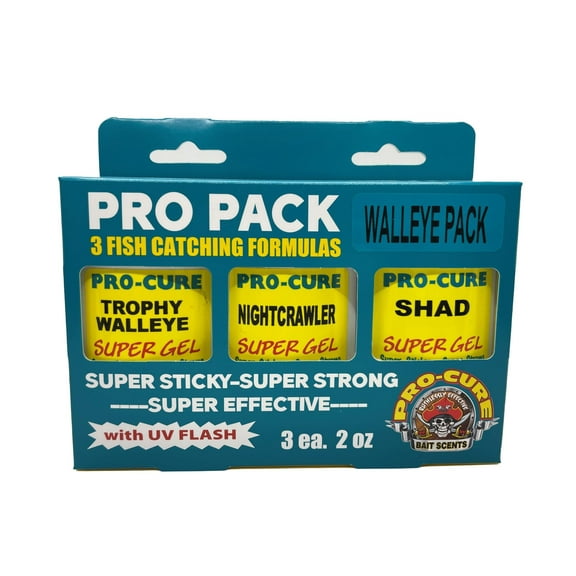 Pro-Cure Pro Pack Walleye: 3pcs, 3 Top Fishing Scents - Trophy Walleye, Nightcrawler, Shad