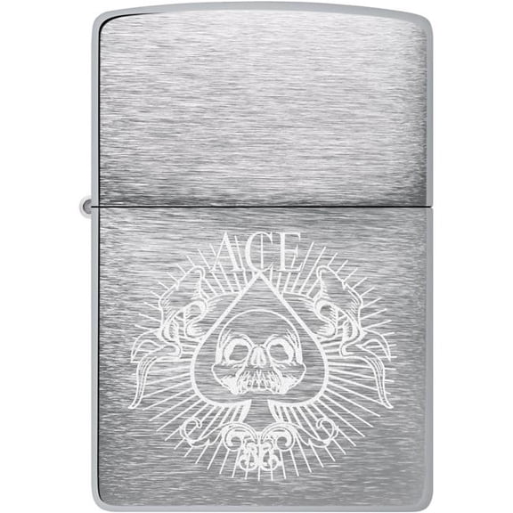 Pro-Cut ZIP-48500 2022N Zippo Price Fighter 200 Spade Skull Design Brushed Chrome Lighter