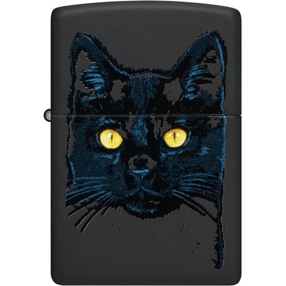 Pro-Cut ZIP-48491 2022N Zippo Price Fighter 218 Black Cat Design Lighter, Black Matte