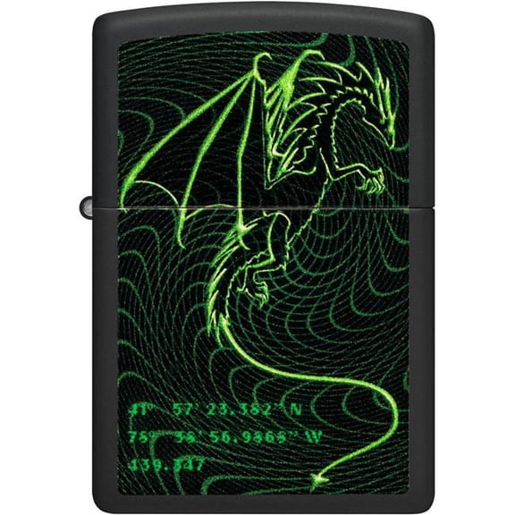 Pro-Cut ZIP-48497 2022N Zippo Price Fighter 218-Cyberpunk Dragon Design Lighter, Black Matte