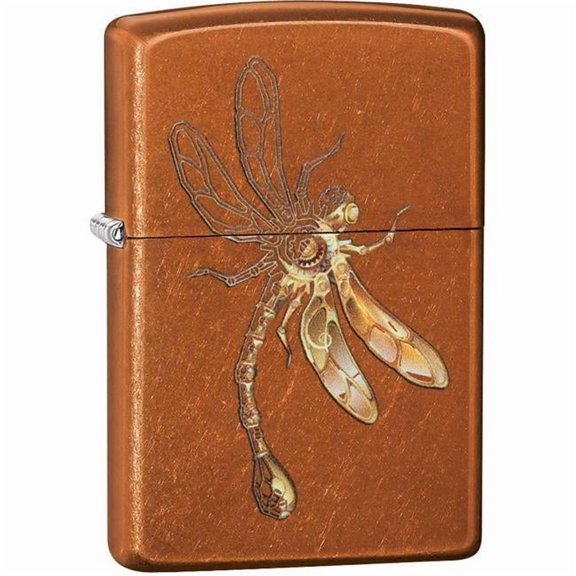 Pro-Cut ZIP-49477CI408814 2024 Zippo Custom Dragonfly Design Tumbled Brass Lighter