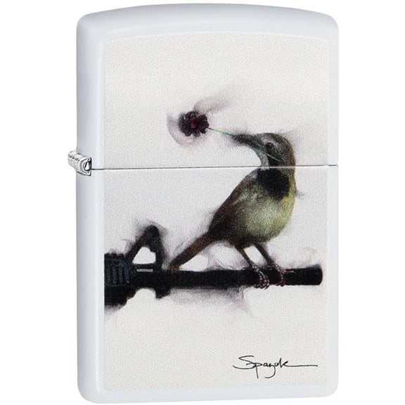 Pro-Cut ZIP-214CI409008 2024 Zippo Custom Steven Spazuk Bird Lighter, White Matte