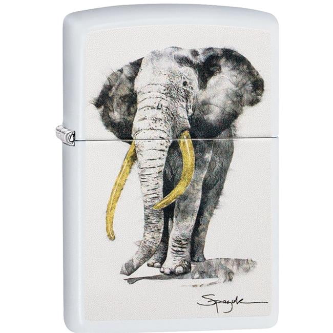 Pro-Cut ZIP-214CI409006 2024 Zippo Custom Steven Spazuk Elephant 29844 Lighter, White Matte