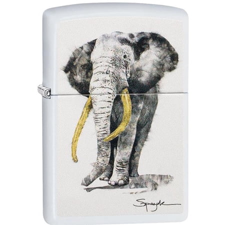 Pro-Cut ZIP-214CI409006 2024 Zippo Custom Steven Spazuk Elephant 29844 Lighter, White Matte