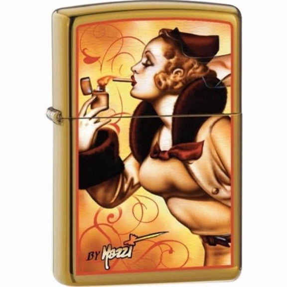Pro-Cut ZIP-49477CI000127 2024 Zippo Custom Toffee Mazzi Windy Girl Tumbled Brass Lighter