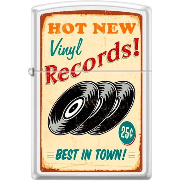 Pro-Cut ZIP-214CI012197 2024 Zippo Custom Vinyl Records Lighter, White Matte