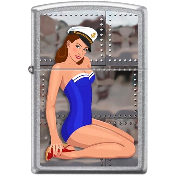 Pro-Cut ZIP-207CI413632 2024 Zippo Pinup Nose Art Captain Street Chrome Lighter