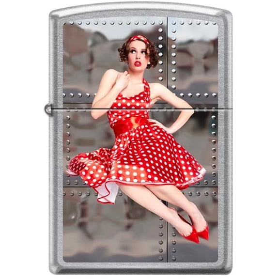 Pro-Cut ZIP-207CI413628 2024 Zippo Pinup Nose Art Polka Dot Street Chrome Lighter