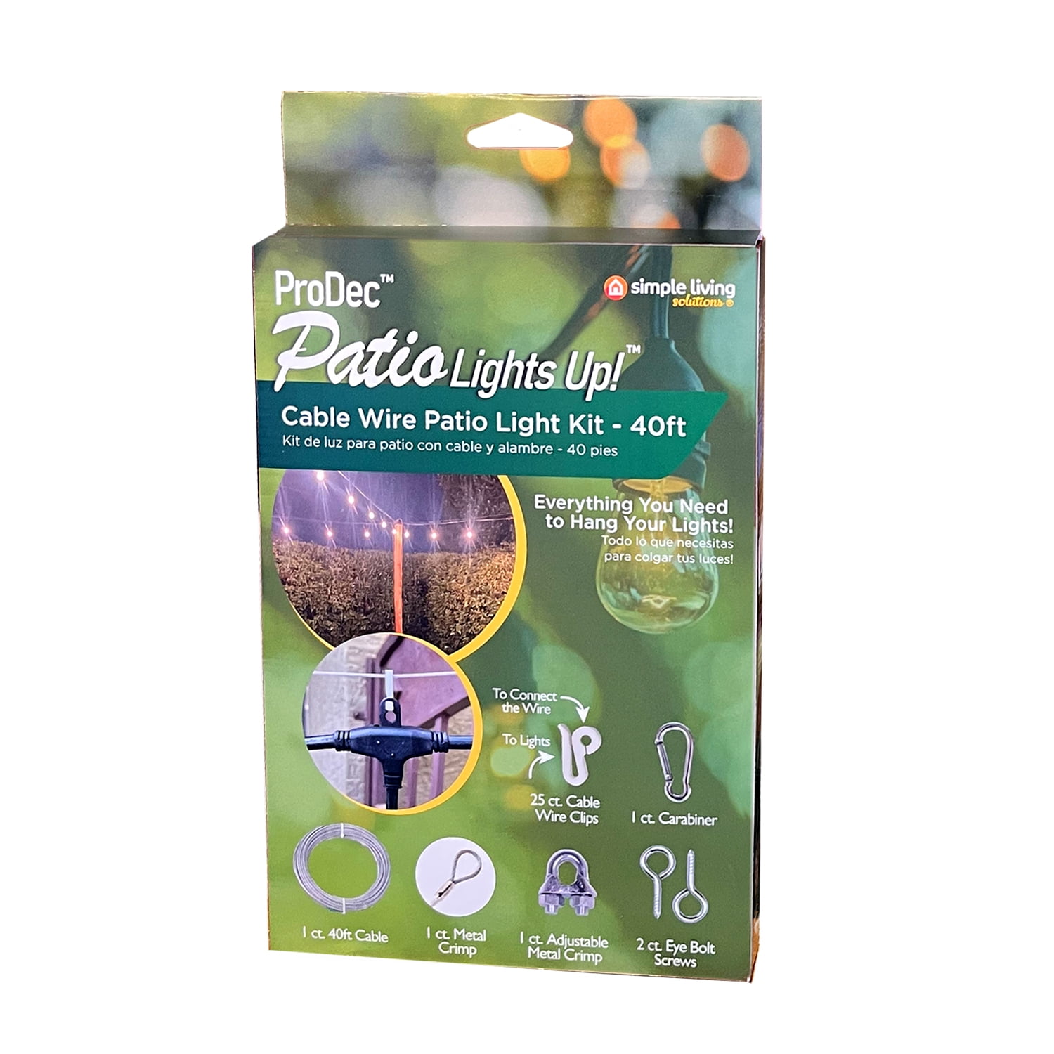 Pro Dec Silver 40' Cable Wire Patio Light Hanging Kit for Outdoor Use
