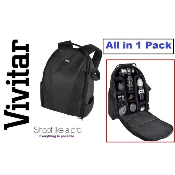Pro Deluxe Vivitar Backpack Case For Canon EOS Rebel T5i T4i SL1 T6i T6s T6 80D