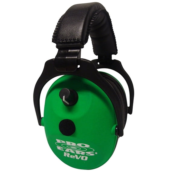 Pro Ears ReVO Kids Electronic Hearing Protection Ear Muffs, NRR 25, DLSC Sound Amplification Technology, Dual Circuit Boards, Adjustable Child Size Ear Protection, Made in USA, Neon Green