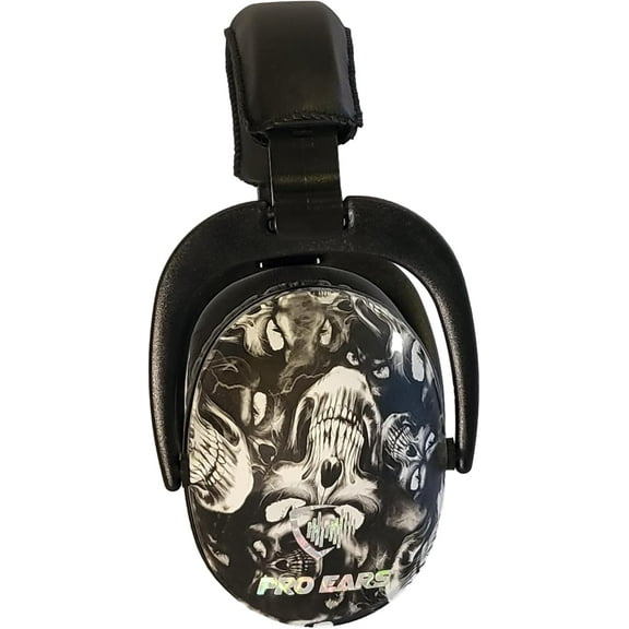 Pro Ears ReVO Electronic , Child-Sized Hearing Protection Muff, NRR 25, Dual Circuit Boards, Exclusive DLSC Technology, Pro Form Leather Seals, Made in USA, Skulls