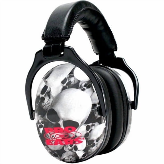 Pro Ears Ultra Sleek Passive Hearing Protection Ear Muffs, Shooting Ear Protection for Gun Range & Hunting, NRR 26 Noise Reduction, Adjustable Padded Headband, Comfortable Fit for Long Gun Use, Skull