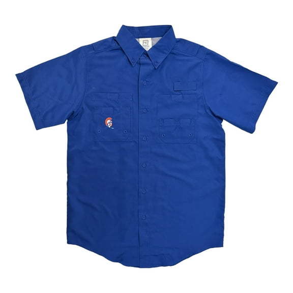 Pro Edge Men's Short Sleeve Button-Down NCAA Moisture Wicking Shirt (Blue/Trojans, XXXL)