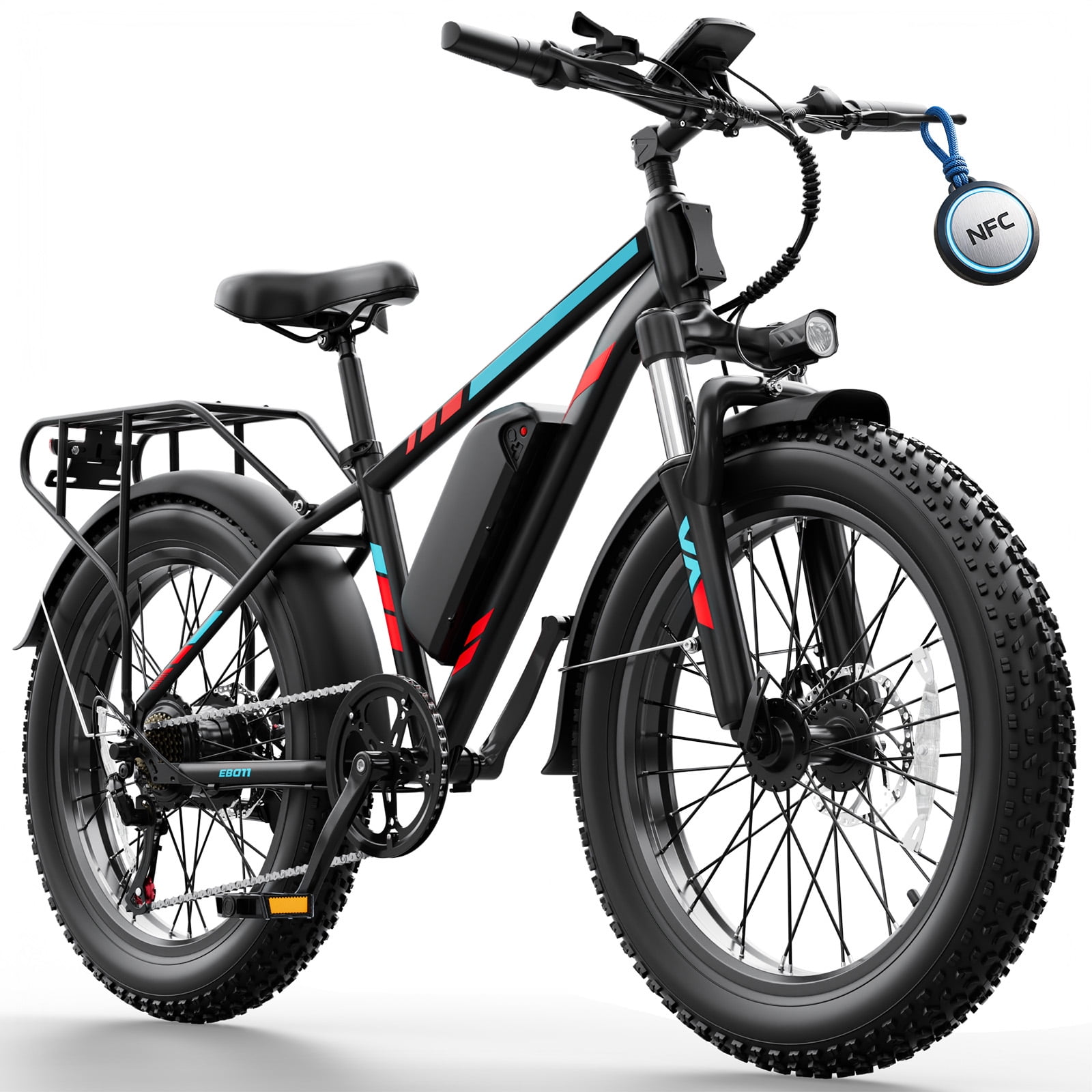 Pro 26" 4.0 Fat Tire Electric Bike,750W E-Mountain Bicycle with NFC for Adult, 28MPH 48V 15Ah Removable Battery,7-Speed Ebike UL2849(Blue)