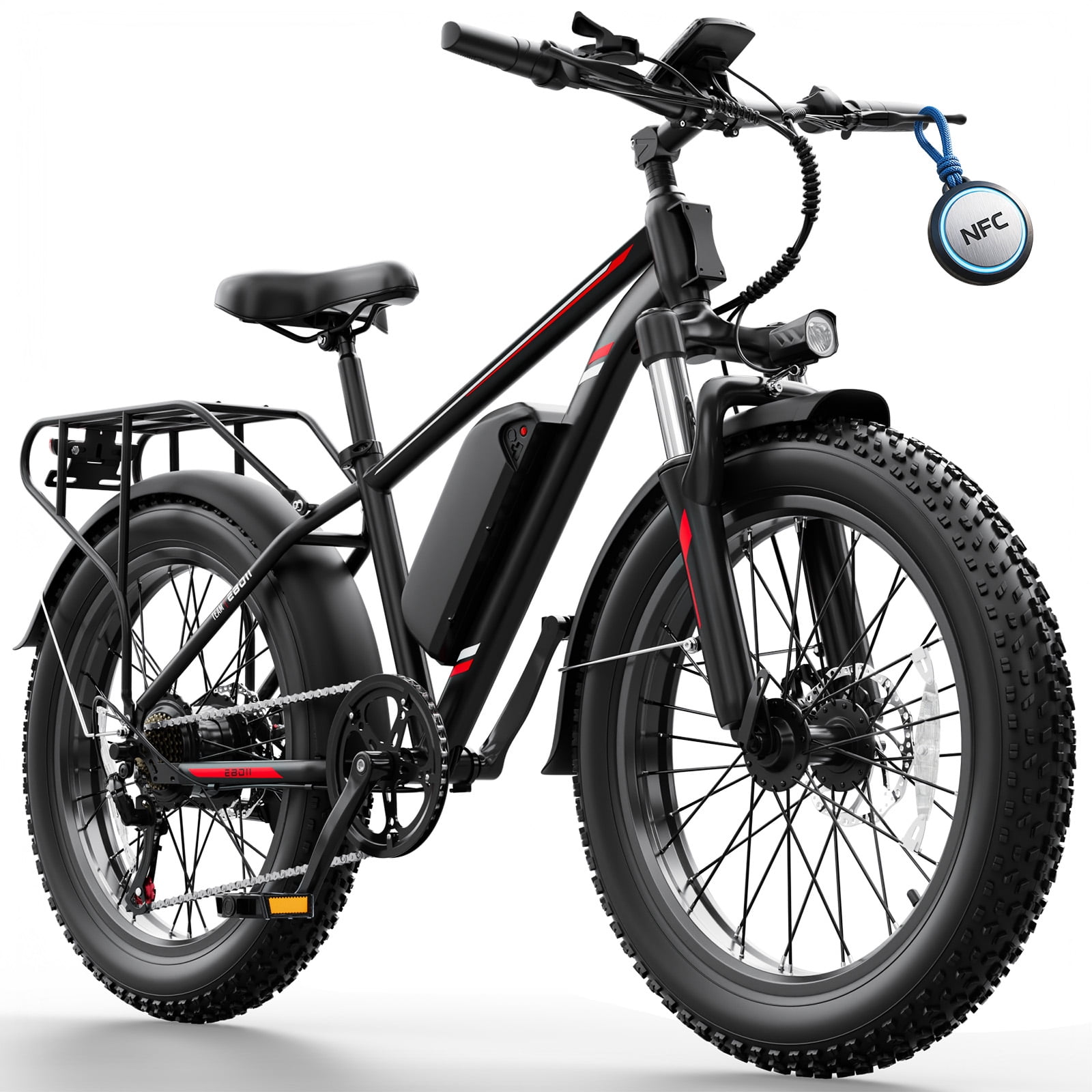 Pro 26" 4.0 Fat Tire Electric Bike,750W E-Mountain Bicycle with NFC for Adult, 28MPH 48V 15Ah Removable Battery,7-Speed Ebike UL2849(Blue)