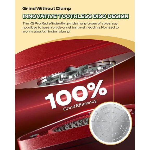 Pro Electric Kitchen Grinder 3 Grams Automatic Spice Mill, Portable Rechargeable Grinder For Kitchen Grinding up to 3 Grams - Deep Scarlet