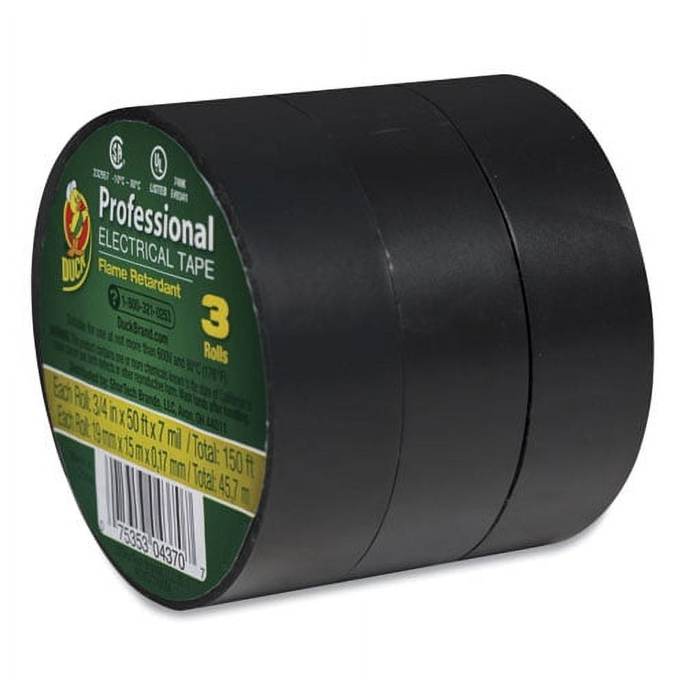 Pro Electrical Tape, 1" Core, 0.75" X 50 Ft, Black, 3/pack | Bundle of 2 Packs