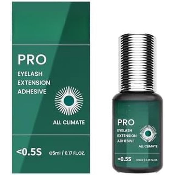 Pro Eyelash Extension Glue - HQ Free - 99.8%  Monomer, Ultra- - -Climate, -Friendly, Extra  - 8 Weeks Retention - for Lash Technicians - 5ml (<0.5s)